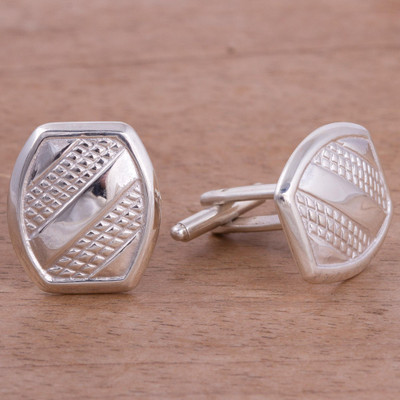 Sterling silver cufflinks, Stylish Stripes