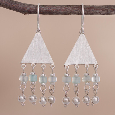 Opal dangle earrings, Triangle Rain