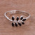 Onyx cocktail ring, 'Elegant Frond' - Leafy Onyx and Silver Cocktail Ring from Peru thumbail