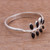 Onyx cocktail ring, 'Elegant Frond' - Leafy Onyx and Silver Cocktail Ring from Peru (image 2b) thumbail