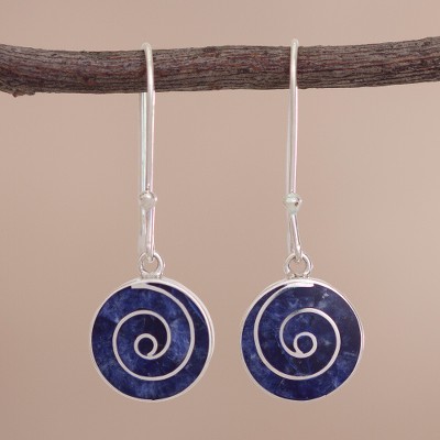 Sodalite dangle earrings, Blue Whirlwind