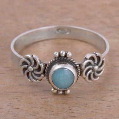 Amazonite and Sterling Silver Solitaire Ring from Peru