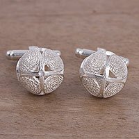 Sterling silver filigree cufflinks,