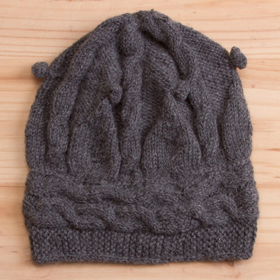 100% alpaca hat, Slate Braids