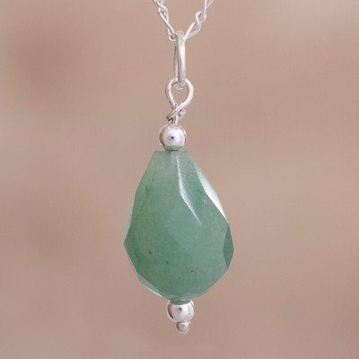 Aventurine pendant necklace, Seaside Glisten