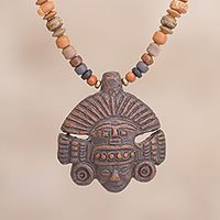 Ceramic beaded pendant necklace,