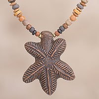 Ceramic beaded pendant necklace,