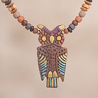 Ceramic beaded pendant necklace,