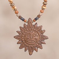 Ceramic beaded pendant necklace,