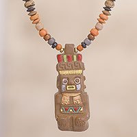 Ceramic beaded pendant necklace,