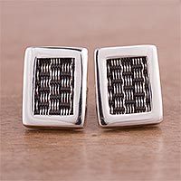 Sterling silver button earrings,