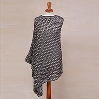 Cotton and baby alpaca blend reversible poncho,