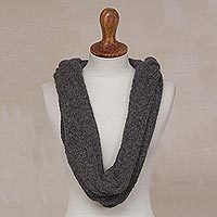 Alpaca blend hooded infinity scarf,