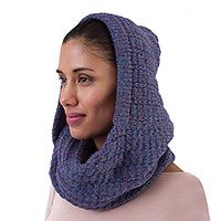 Alpaca blend hooded infinity scarf,
