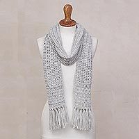 Hand-crocheted alpaca blend scarf,