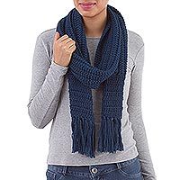 Hand-crocheted alpaca blend scarf,