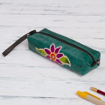 Leather case, Cusco Flower
