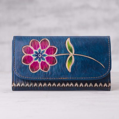 Leather wallet, Afternoon Bloom
