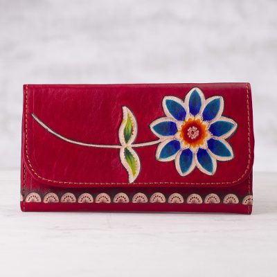 Leather wallet, Fiery Bloom