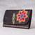 Leather wallet, 'Flower of the Earth' - Brown Leather Tri-Fold Wallet with Hand Painted Flower (image 2b) thumbail