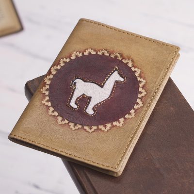 Leather passport cover, Andean Traveler