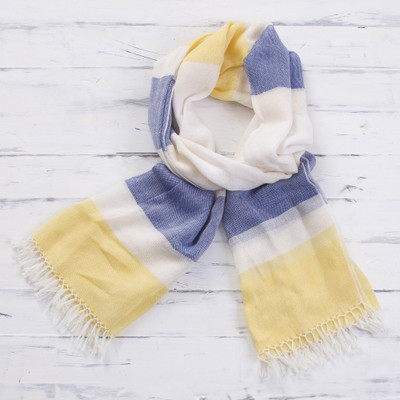 Pima cotton scarf, Afternoon Cheer in Yellow