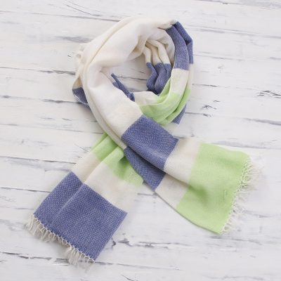 Pima cotton scarf, Afternoon Cheer in Green