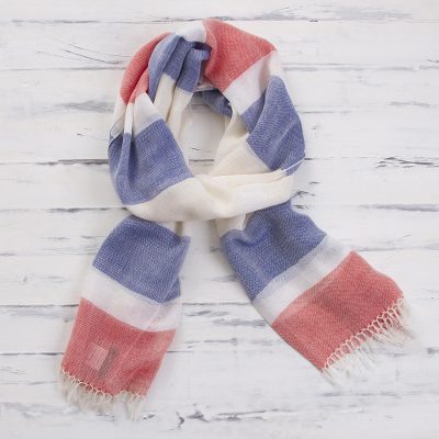 Pima cotton scarf, Afternoon Cheer in Red