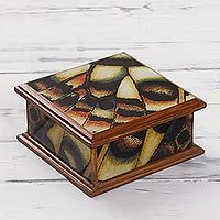 Reverse-painted glass decorative box,