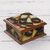 Reverse-painted glass decorative box, 'Butterfly Daydream' - Square Reverse-Painted Glass Decorative Box from Peru thumbail