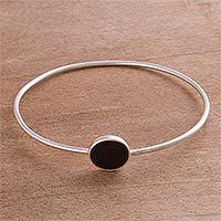 Obsidian pendant bangle bracelet,