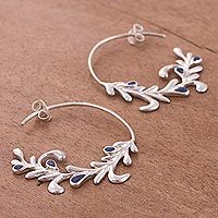 Lapis lazuli half-hoop earrings,