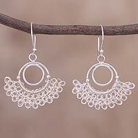 Sterling silver filigree dangle earrings,