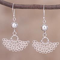 Sterling silver filigree dangle earrings,
