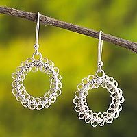Sterling silver filigree dangle earrings,
