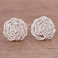 Sterling silver button earrings,
