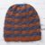 Alpaca blend hat, 'Elegant Mix' - Striped Alpaca Blend Hat in Pumpkin and Azure from Peru (image 2) thumbail
