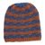 Alpaca blend hat, 'Elegant Mix' - Striped Alpaca Blend Hat in Pumpkin and Azure from Peru thumbail