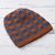 Alpaca blend hat, 'Elegant Mix' - Striped Alpaca Blend Hat in Pumpkin and Azure from Peru (image 2b) thumbail