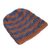 Alpaca blend hat, 'Elegant Mix' - Striped Alpaca Blend Hat in Pumpkin and Azure from Peru (image 2c) thumbail