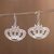Sterling silver filigree dangle earrings, 'Princess Tiara' - Handcrafted Sterling Silver Filigree Crown Dangle Earrings thumbail