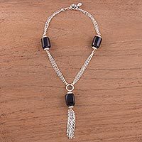 Obsidian pendant necklace,