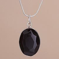 Obsidian pendant necklace,