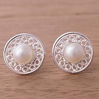 Cultured pearl stud earrings,