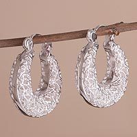 Sterling silver hoop earrings,