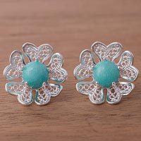 Amazonite button earrings,