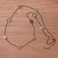 Bronze plated station necklace,