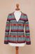 100% baby alpaca cardigan, 'Layered Intricacy' - Multicolor Stripe Alpaca Long-Sleeve V-Neck Knit Cardigan (image 2d) thumbail