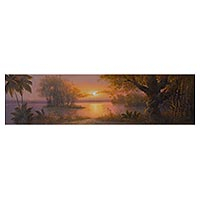 'Afternoon of Inspiration' - Signed Landscape Painting of a Lake from Peru