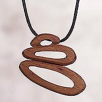 Wood pendant necklace,